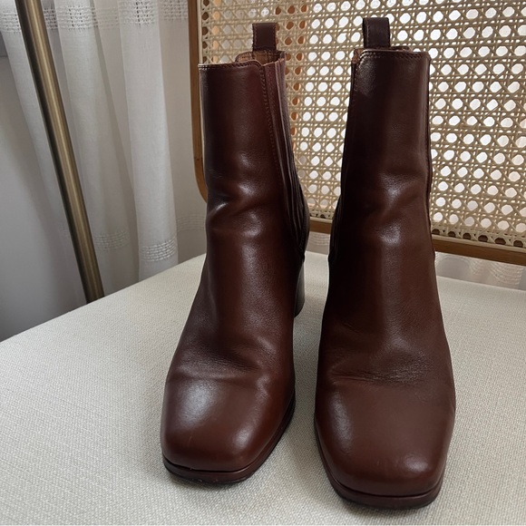 Sézane Dorie Leather Ankle Boots in Vintage Smooth Chocolate Brown Size 41 US 10 - Picture 6 of 13